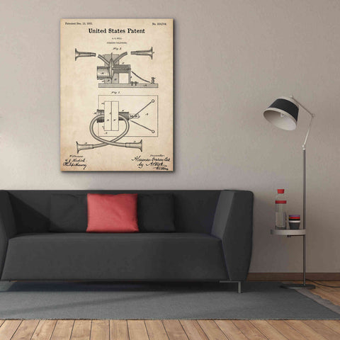 Image of 'Speaking Telephone Blueprint Patent Parchment,' Canvas Wall Art,40 x 54