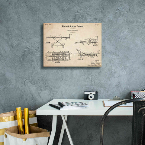 Image of 'EMT Stretcher Blueprint Patent Parchment,' Canvas Wall Art,16 x 12