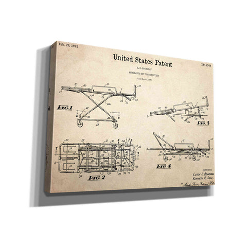 Image of 'EMT Stretcher Blueprint Patent Parchment,' Canvas Wall Art,16x12x1.1x0,26x18x1.1x0,34x26x1.74x0,54x40x1.74x0