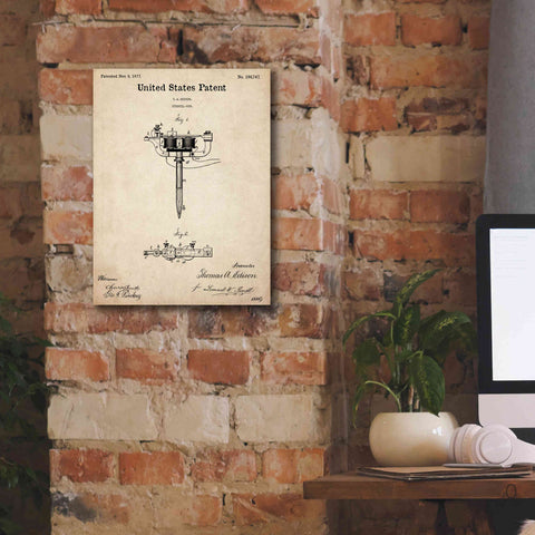 Image of 'Tattoo Stencil Pen Blueprint Patent Parchment,' Canvas Wall Art,12 x 16