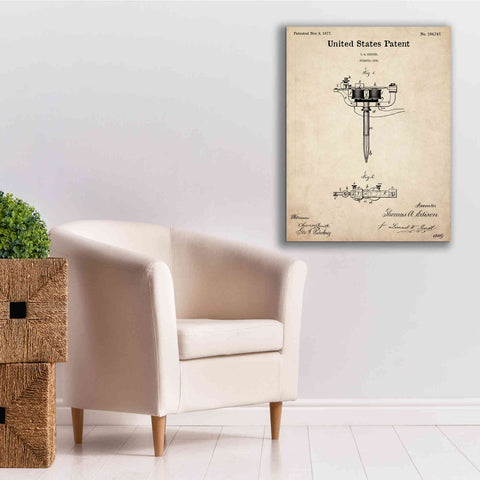 Image of 'Tattoo Stencil Pen Blueprint Patent Parchment,' Canvas Wall Art,26 x 34