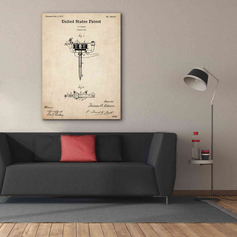 Image of 'Tattoo Stencil Pen Blueprint Patent Parchment,' Canvas Wall Art,40 x 54