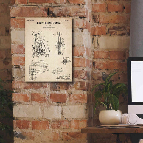 Image of 'Bicycle Stop-light Switch Blueprint Patent Parchment,' Canvas Wall Art,12 x 16