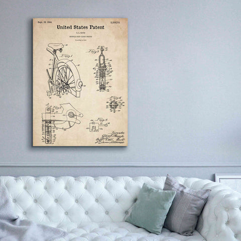 Image of 'Bicycle Stop-light Switch Blueprint Patent Parchment,' Canvas Wall Art,40 x 54