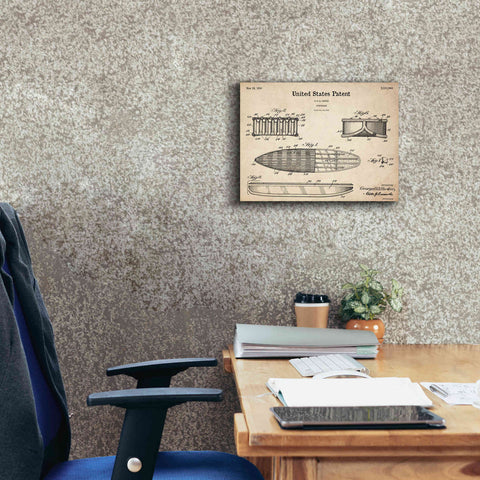 Image of 'Surfboard Blueprint Patent Parchment,' Canvas Wall Art,16 x 12