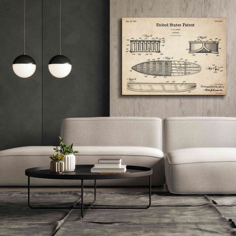 Image of 'Surfboard Blueprint Patent Parchment,' Canvas Wall Art,54 x 40
