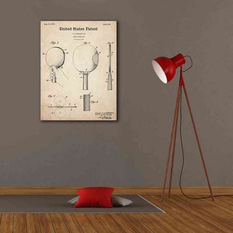Image of 'Table Tennis Paddle Blueprint Patent Parchment,' Canvas Wall Art,26 x 34