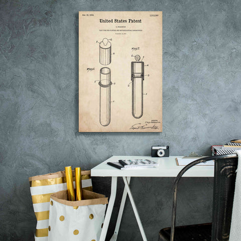 Image of 'Test Tube Blueprint Patent Parchment,' Canvas Wall Art,18 x 26