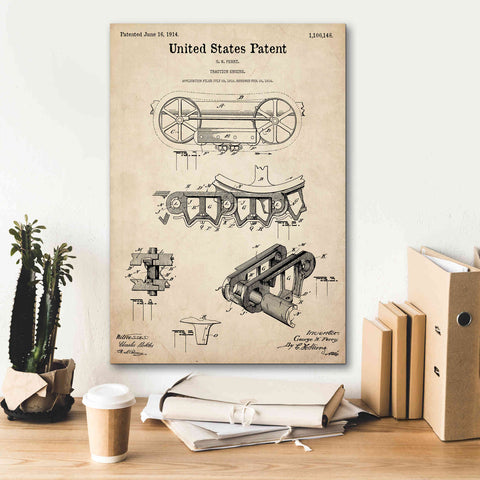 Image of 'Traction Engine Blueprint Patent Parchment,' Canvas Wall Art,18 x 26