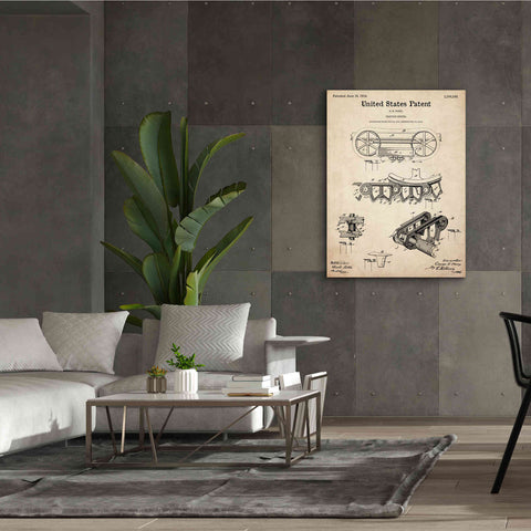 Image of 'Traction Engine Blueprint Patent Parchment,' Canvas Wall Art,40 x 54