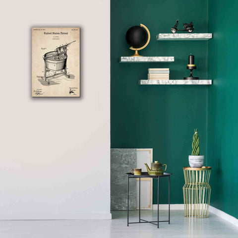 Image of 'Washing Machine Blueprint Patent Parchment,' Canvas Wall Art,18 x 26