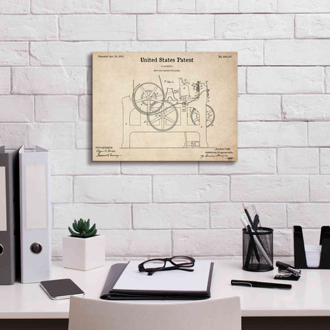 Image of 'Weft Stop Motion for Looms Blueprint Patent Parchment,' Canvas Wall Art,16 x 12