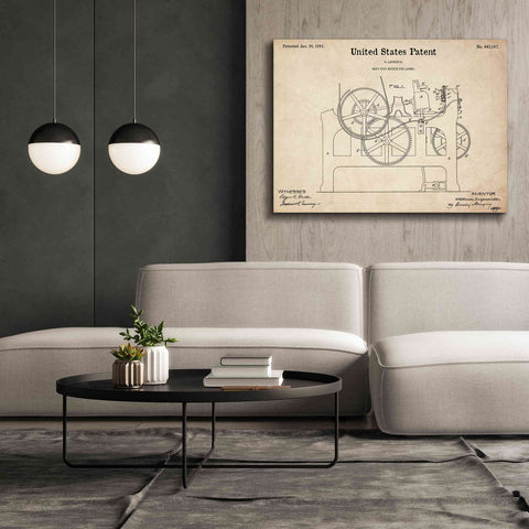 Image of 'Weft Stop Motion for Looms Blueprint Patent Parchment,' Canvas Wall Art,54 x 40