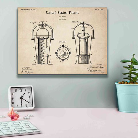 Image of 'Wine Cooler Blueprint Patent Parchment,' Canvas Wall Art,16 x 12