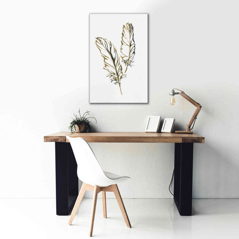 Image of 'Gilded Barn Owl Feather' by Chris Paschke, Canvas Wall Art,26 x 40