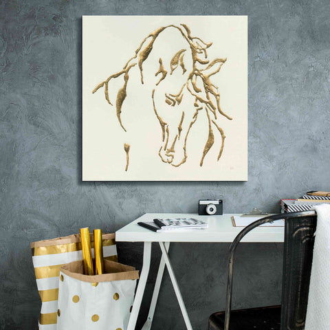 Image of 'Gilded Stallion' by Chris Paschke, Giclee Canvas Wall Art,26 x 26