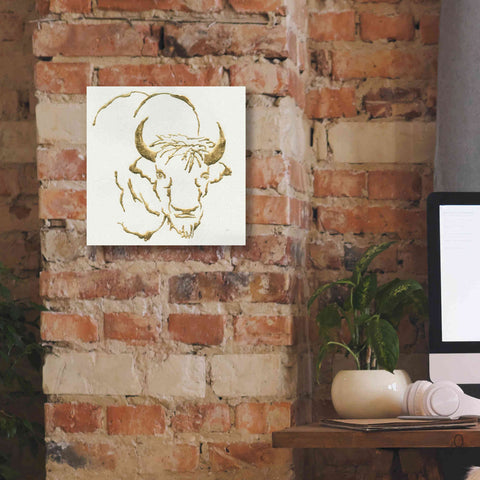 Image of 'Gilded Bison' by Chris Paschke, Giclee Canvas Wall Art,12 x 12