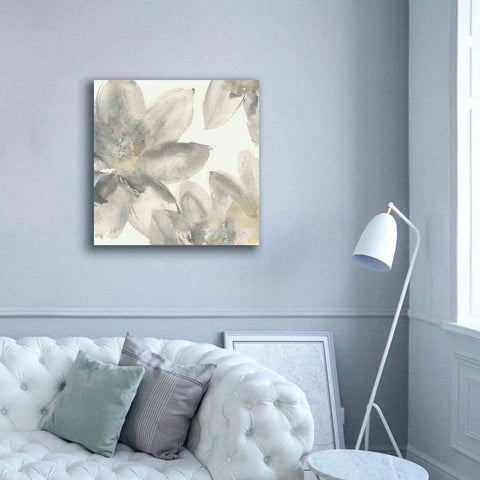 Image of 'Gray And Silver Flowers I' by Chris Paschke, Giclee Canvas Wall Art,37 x 37