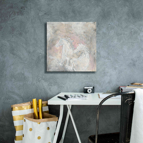 Image of 'Blush Horses I' by Chris Paschke, Giclee Canvas Wall Art,18 x 18