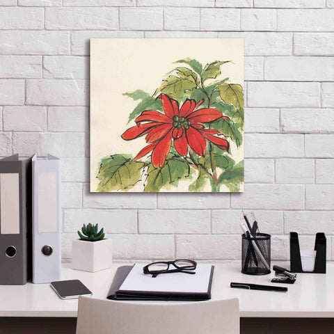 Image of 'Poinsettia I' by Chris Paschke, Giclee Canvas Wall Art,18 x 18