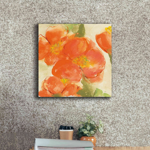 Image of 'Tangerine Poppies I' by Chris Paschke, Giclee Canvas Wall Art,18 x 18