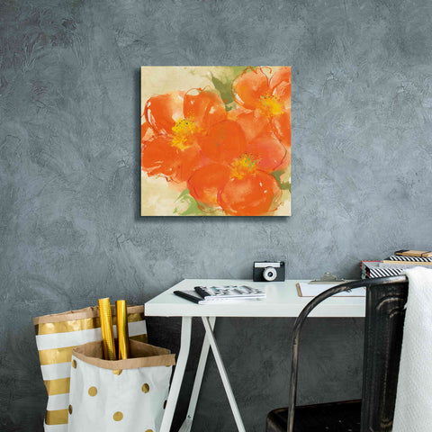 Image of 'Tangerine Poppies II' by Chris Paschke, Giclee Canvas Wall Art,18 x 18