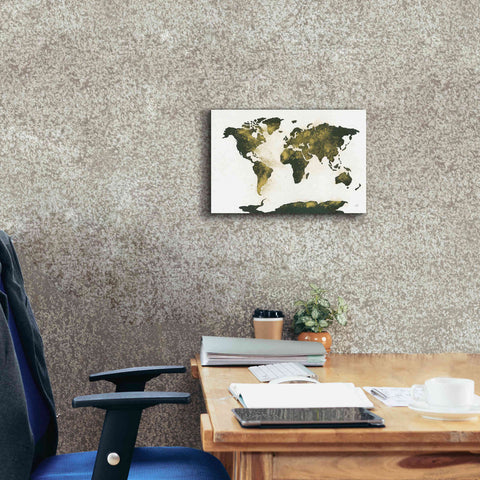 Image of 'World Map Gold Dust' by Chris Paschke, Giclee Canvas Wall Art,18 x 12