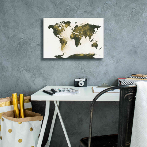 Image of 'World Map Gold Dust' by Chris Paschke, Giclee Canvas Wall Art,18 x 12