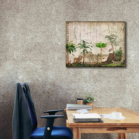Image of 'Wild Animals Paradise Green' by Andrea Haase Giclee Canvas Wall Art,34 x 26