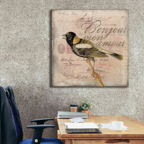 Image of 'Bonjour Mon Amour' by Andrea Haase Giclee Canvas Wall Art,37 x 37