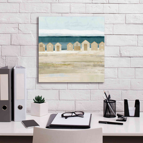 Image of 'Stone Bay Huts II' by Flora Kouta Giclee Canvas Wall Art,18 x 18
