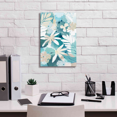 Image of 'Soft Blue Floral II' by Flora Kouta Giclee Canvas Wall Art,12 x 18