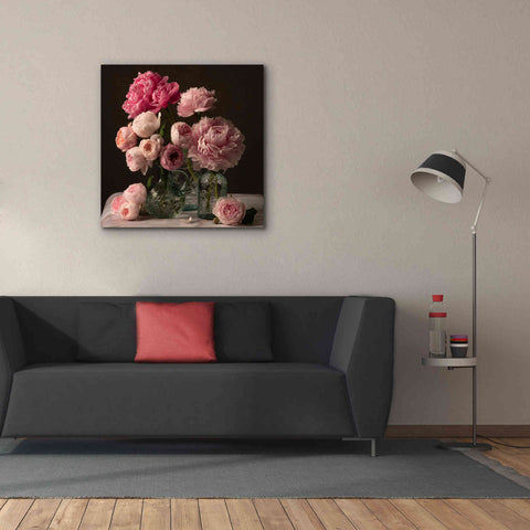 Image of 'Rose And Peony Dark Duet' by Leah McLean Giclee Canvas Wall Art,37 x 37