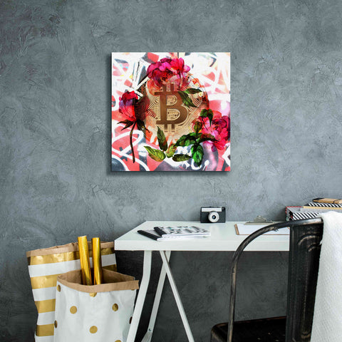 Image of 'Bitcoin Floral Inspiration 1' by Irena Orlov Giclee Canvas Wall Art,18 x 18