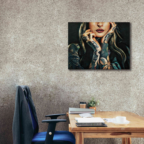 Image of 'Tattooed Temptress' by Ashley Aldridge Giclee Canvas Wall Art,34 x 26