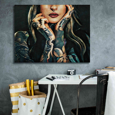 Image of 'Tattooed Temptress' by Ashley Aldridge Giclee Canvas Wall Art,34 x 26
