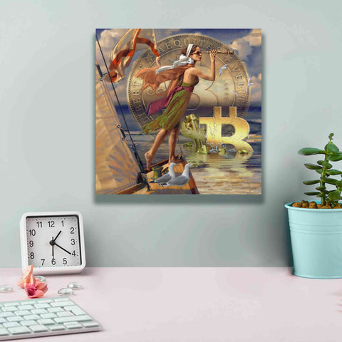 Image of 'Bitcoin Deco Ten' by Steve Hunziker Giclee Canvas Wall Art,12 x 12