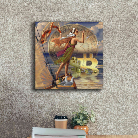 Image of 'Bitcoin Deco Ten' by Steve Hunziker Giclee Canvas Wall Art,18 x 18