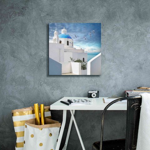 Image of 'Grecianblue One' by Steve Hunziker Giclee Canvas Wall Art,18 x 18