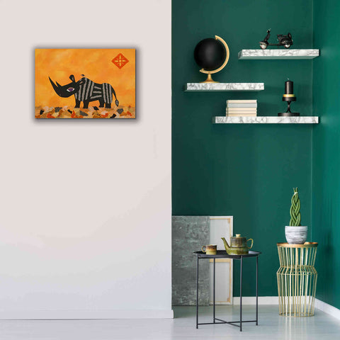 Image of 'Rhino with Summer Sky by Casey Craig Giclee Canvas Wall Art,26 x 18