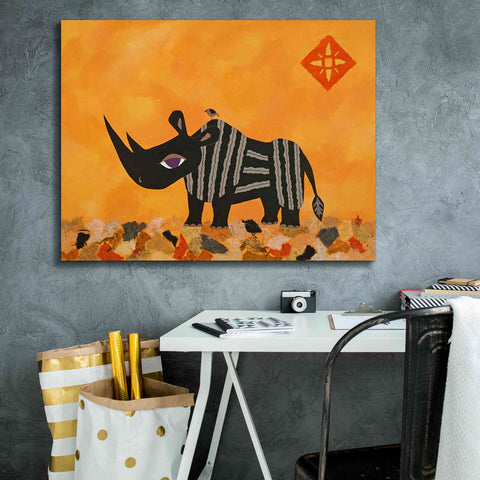 Image of 'Rhino with Summer Sky by Casey Craig Giclee Canvas Wall Art,34 x 26