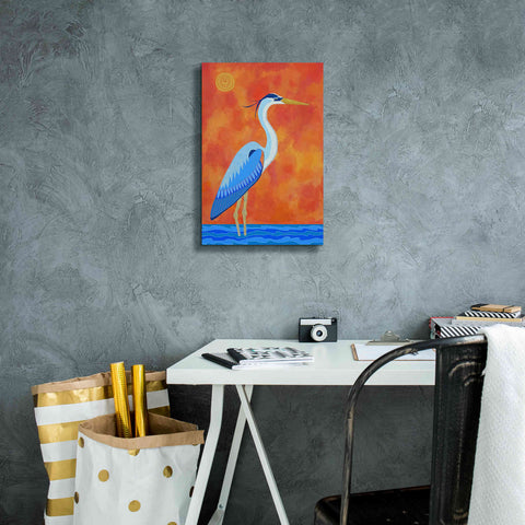 Image of 'Blue Heron by Casey Craig Giclee Canvas Wall Art,12 x 18