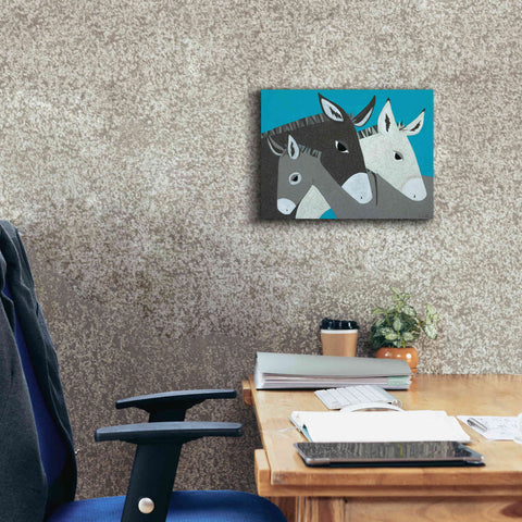 Image of 'Donkey Family by Casey Craig Giclee Canvas Wall Art,16 x 12