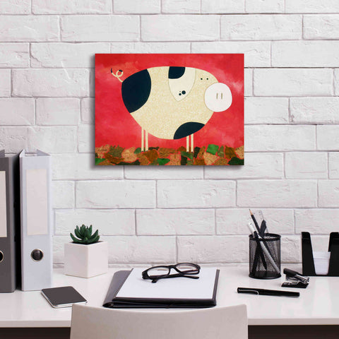 Image of 'Pig Newton by Casey Craig Giclee Canvas Wall Art,16 x 12