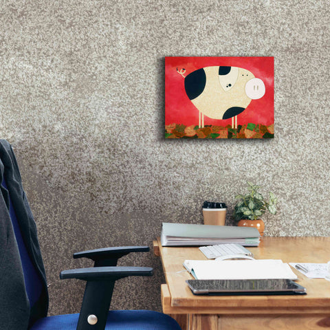 Image of 'Pig Newton by Casey Craig Giclee Canvas Wall Art,16 x 12
