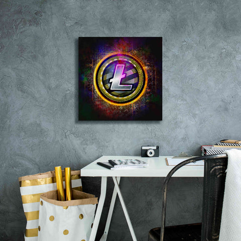 Image of Epic Graffiti'Litecoin Better Than Gold' by Epic Portfolio Giclee Canvas Wall Art,18 x 18