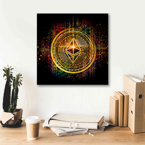 Image of Epic Graffiti'Ethereum Better Than Gold' by Epic Portfolio Giclee Canvas Wall Art,18 x 18