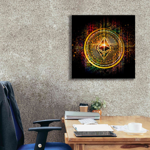 Image of Epic Graffiti'Ethereum Better Than Gold' by Epic Portfolio Giclee Canvas Wall Art,26 x 26
