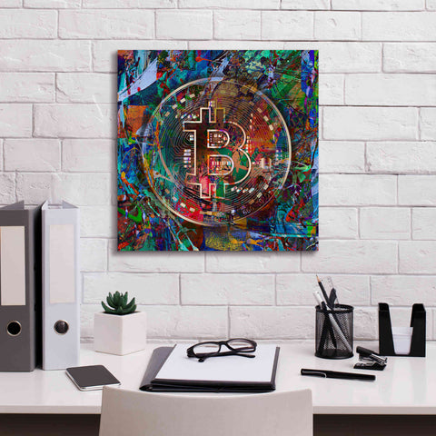 Image of Epic Graffiti'Bitcoin Bronze Abstract' by Epic Portfolio Giclee Canvas Wall Art,18 x 18