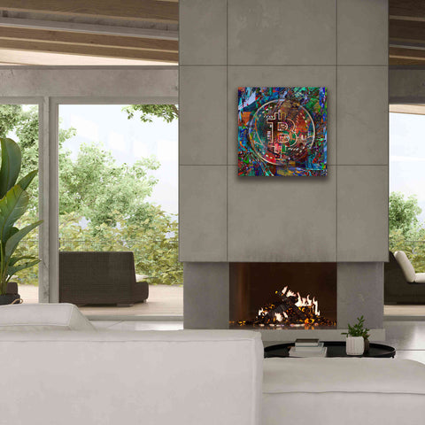 Image of Epic Graffiti'Bitcoin Bronze Abstract' by Epic Portfolio Giclee Canvas Wall Art,26 x 26